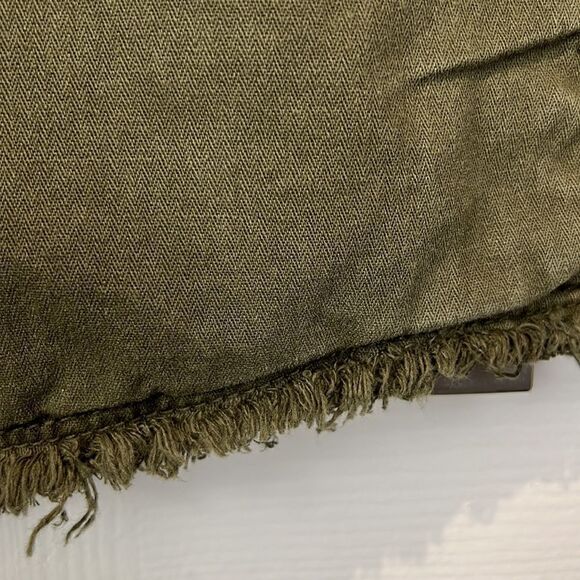 Zara Unisex Relaxed Fit Olive Green Frayed Hem‎ 100% Cottage Jacket Size M - Picture 4 of 13